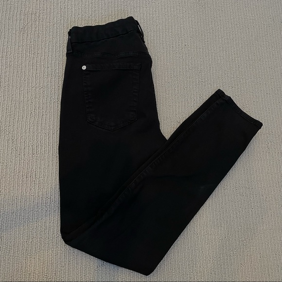 7 for all mankind mid-rise the ankle skinny ripped black denim jeans - size 29 - Picture 5 of 6